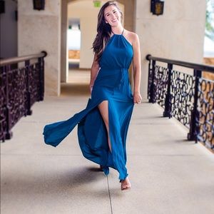 Long Lulus dress maxi. Green/teal color